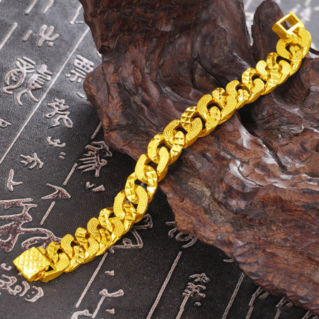 24k gold plated twice pattern bracelet - Ruby's Jewelry