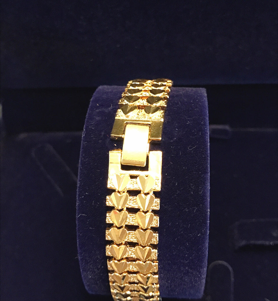 24K Gold Plated 12mm Double Row Bracelet - Ruby's Jewelry