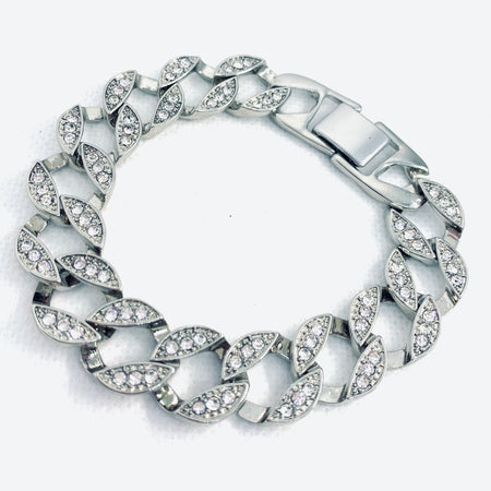 24k white gold plated with rhinestone bracelet - Ruby's Jewelry