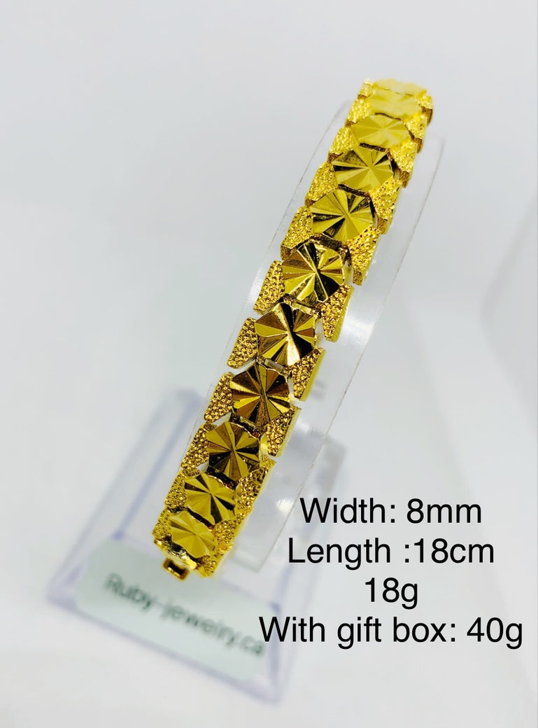 24K Gold Plated 8mm Square-linked Bracelet - Ruby's Jewelry