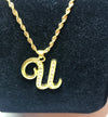 18k gold plated letter with zircon Letter U necklace - Ruby's Jewelry