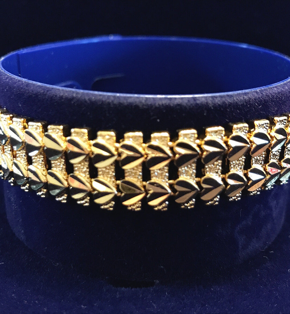 24K Gold Plated 12mm Double Row Bracelet - Ruby's Jewelry