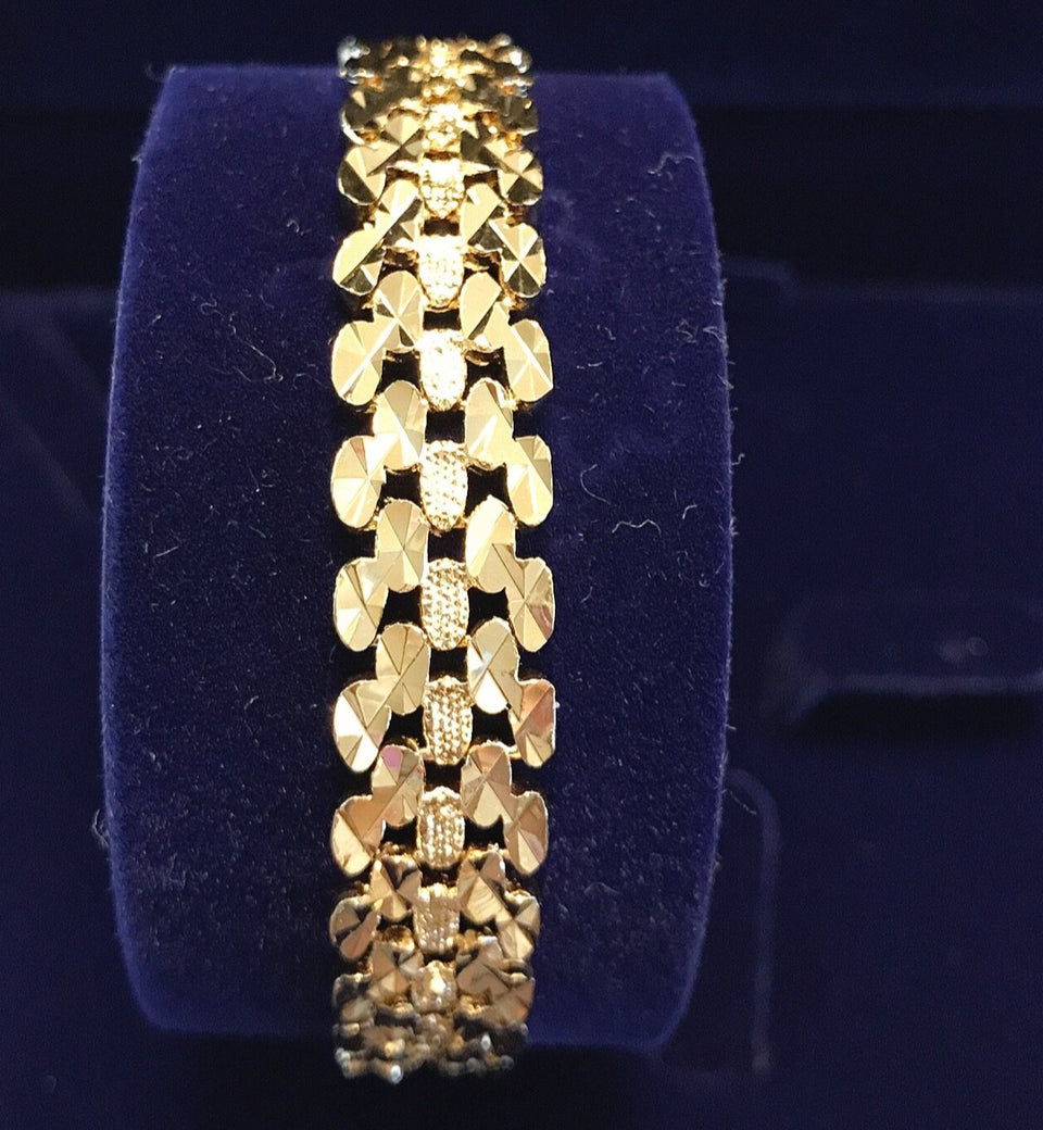 24K Gold Plated 12mm Oval Chain Bracelet - Ruby's Jewelry