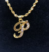 18k gold plated letter with zircon Letter P necklace - Ruby's Jewelry