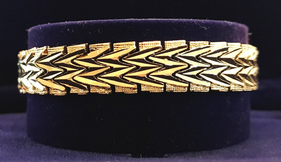 24K Gold Plated 12mm W-shaped Chain Bracelet - Ruby's Jewelry