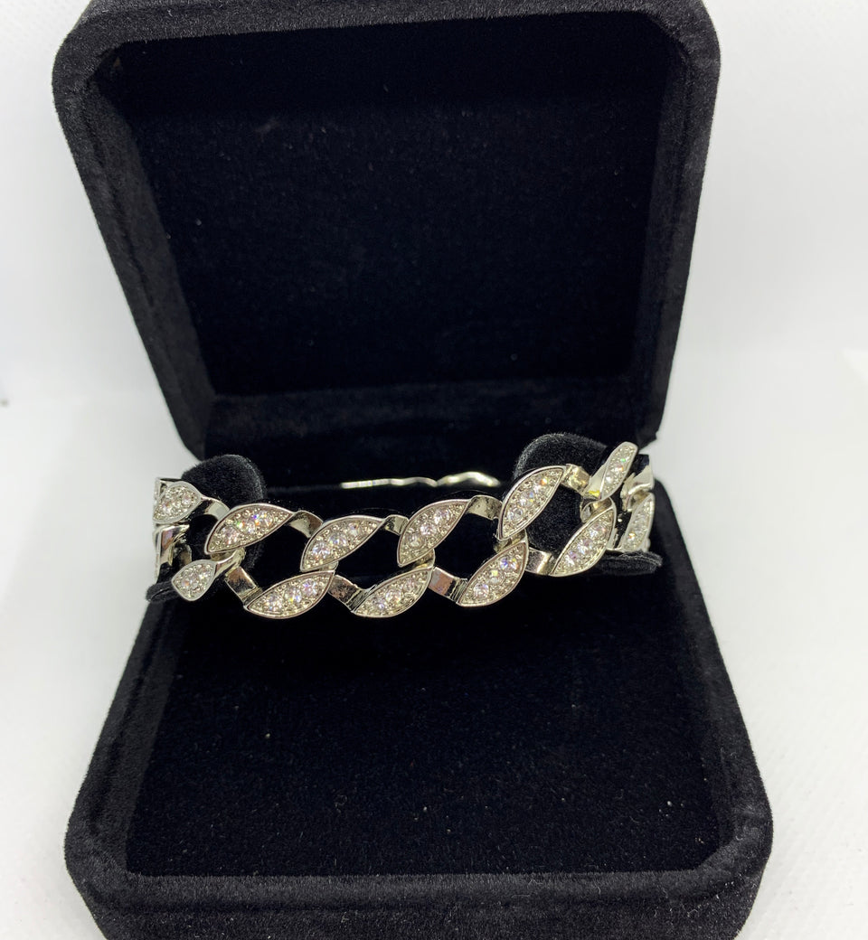 24k white gold plated with rhinestone bracelet - Ruby's Jewelry