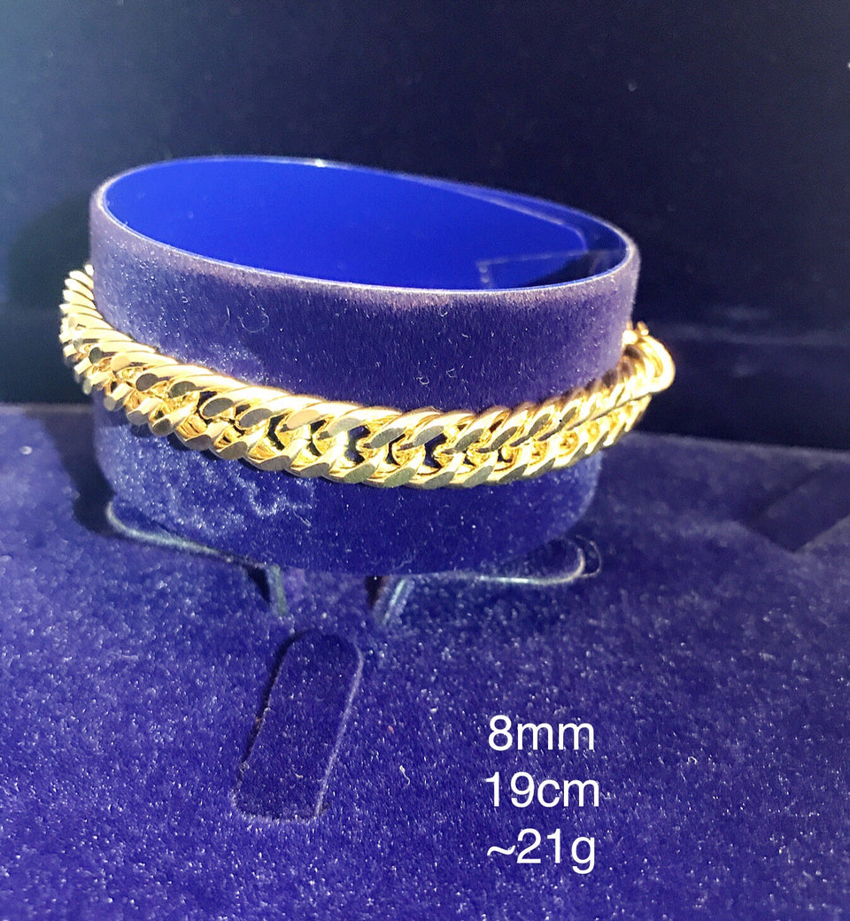 24K Gold Plated 8mm Cuban Link Bracelet - Ruby's Jewelry