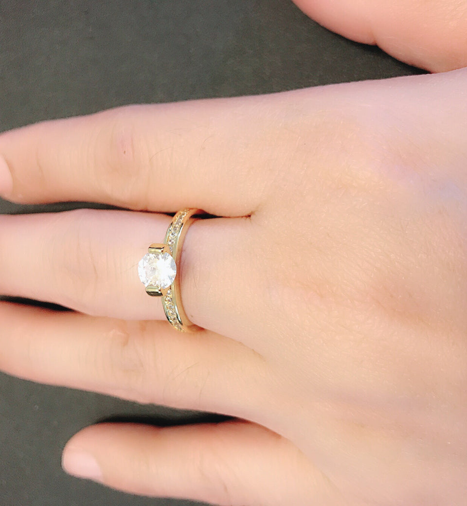 18K Gold Plated Double Ring Set with Zircon Diamond - Ruby's Jewelry