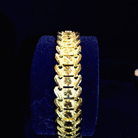 24K Gold Plated 12mm Wavy Chain Bracelet - Ruby's Jewelry