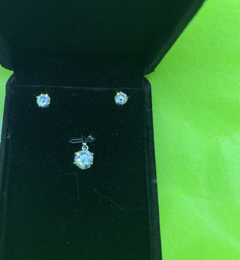 18k white gold filled Luxury lab-diamond necklace and bracelet set - Ruby's Jewelry