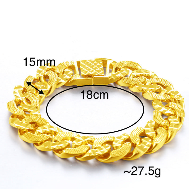 24k gold plated twice pattern bracelet - Ruby's Jewelry