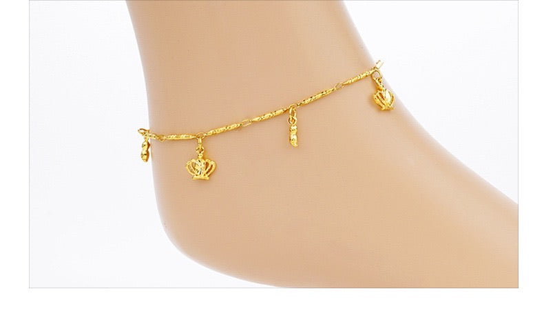 24K Gold Plated Anklet with Danglers (5 Styles) - Ruby's Jewelry