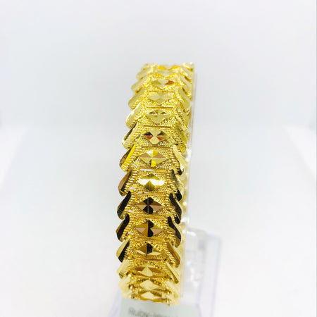 24K Gold Plated 16.5mm Wavy Chain Bracelet - Ruby's Jewelry