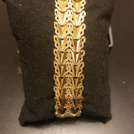 24K Gold Plated 16mm Diamond-linked Double Row Bracelet - Ruby's Jewelry