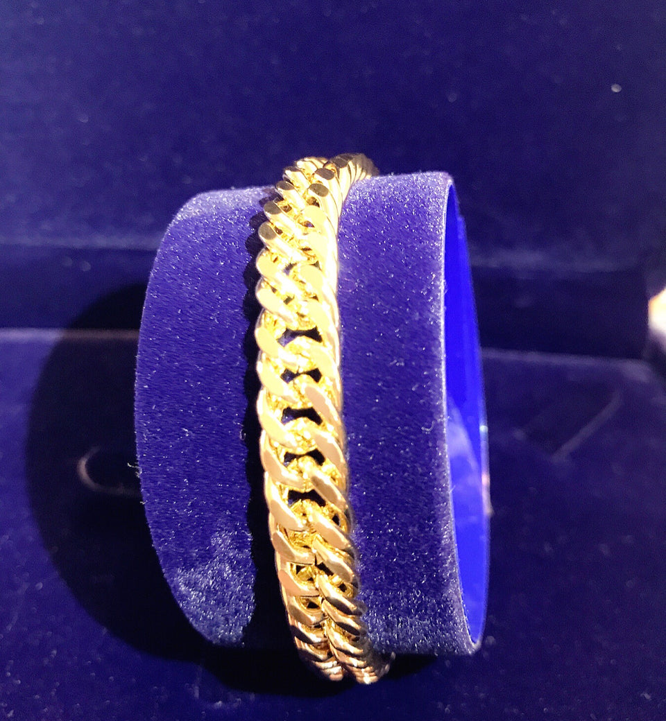 24K Gold Plated 8mm Cuban Link Bracelet - Ruby's Jewelry
