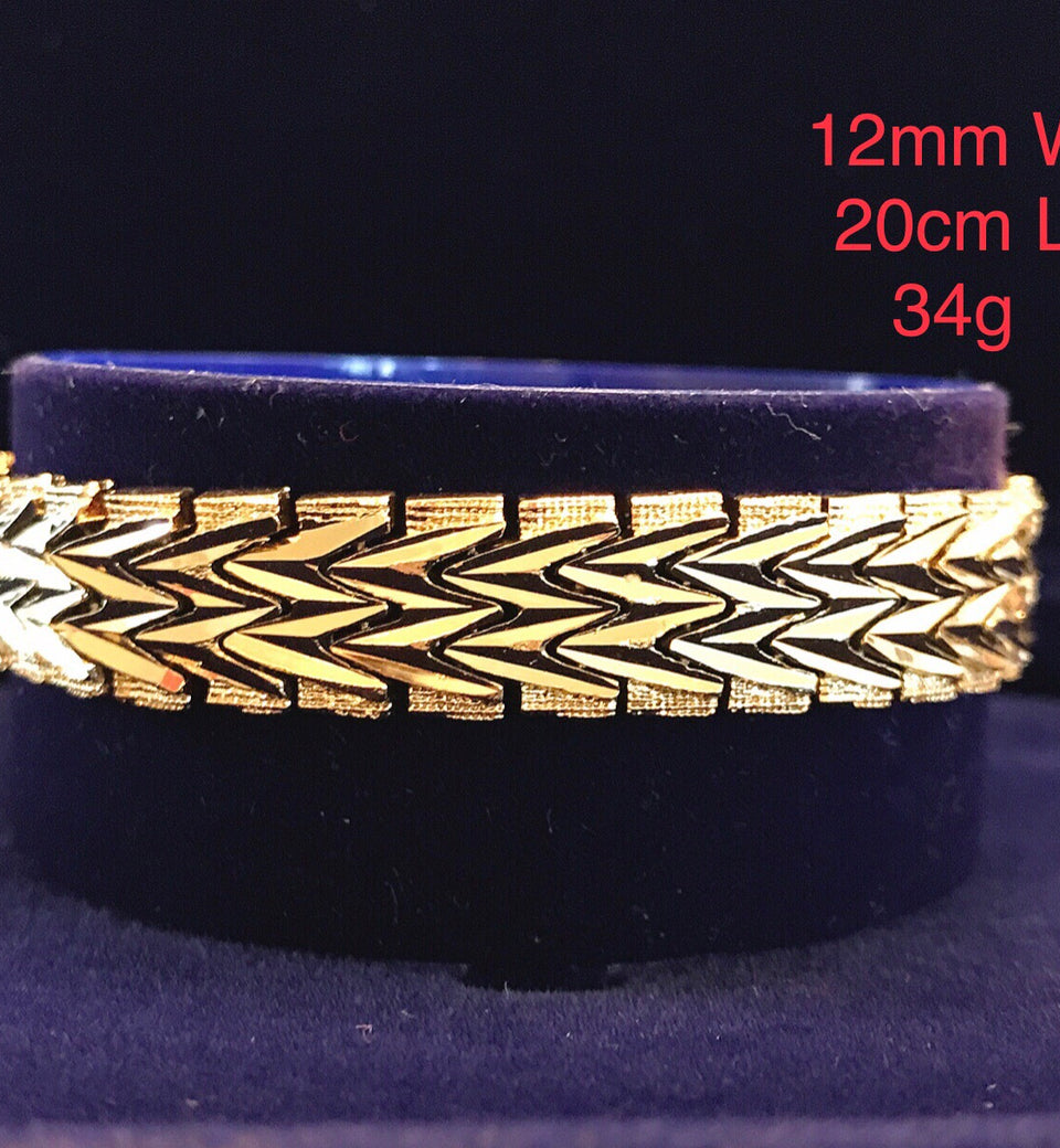 24K Gold Plated 12mm W-shaped Chain Bracelet - Ruby's Jewelry