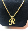 18k gold plated letter with zircon Letter R necklace - Ruby's Jewelry