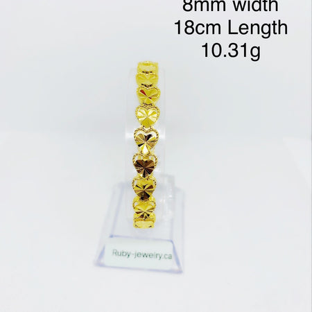 24K Gold Plated 8mm Heart-linked Bracelet - Ruby's Jewelry