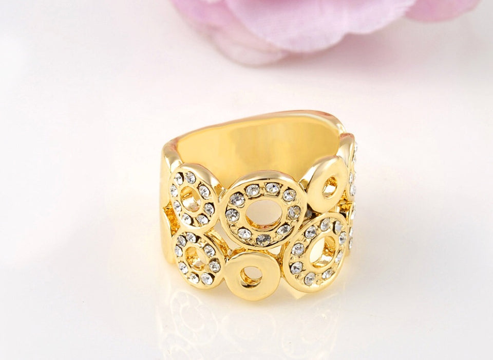 18K Gold Plated Bubble Design Ring with Zircon Diamonds - Ruby's Jewelry