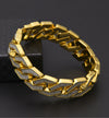 24K Gold Plated Cuban Link Bracelet with Rhinestone - Ruby's Jewelry