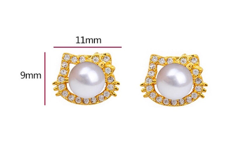 18k Gold Plated Jewelry Set - Hello Kitty Earrings and Necklace - Ruby's Jewelry