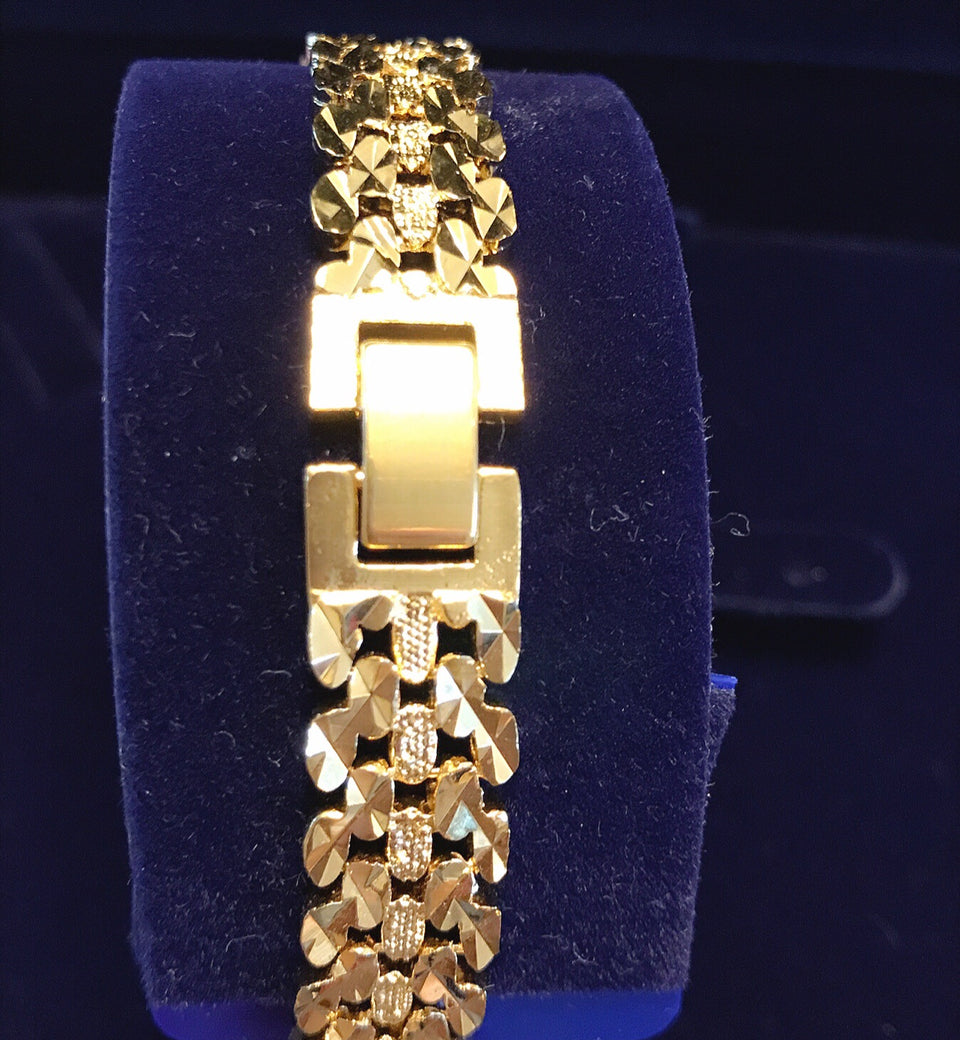 24K Gold Plated 12mm Oval Chain Bracelet - Ruby's Jewelry