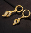 18K Gold Plated Swirl Design Drop Earrings with Zircon Diamonds - Ruby's Jewelry