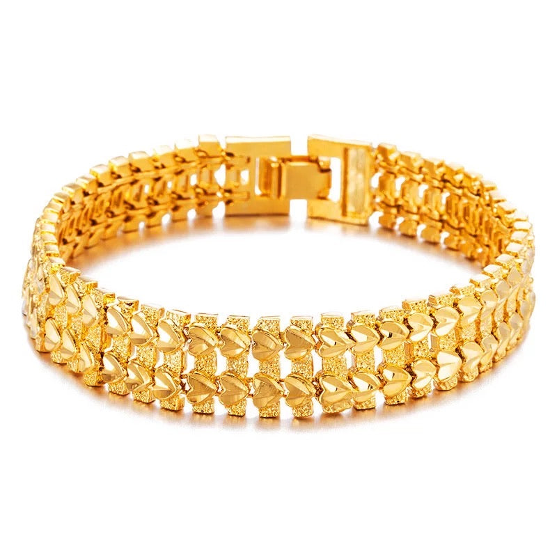 24K Gold Plated 12mm Double Row Bracelet - Ruby's Jewelry