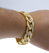 24K Gold Plated Cuban Link Bracelet with Rhinestone - Ruby's Jewelry