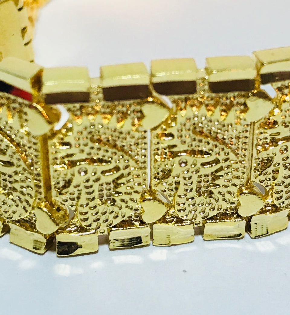 24K Gold Plated 18mm Chain Bracelet - Ruby's Jewelry