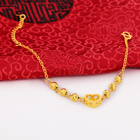 24k gold plated heart and balla bracelet - Ruby's Jewelry