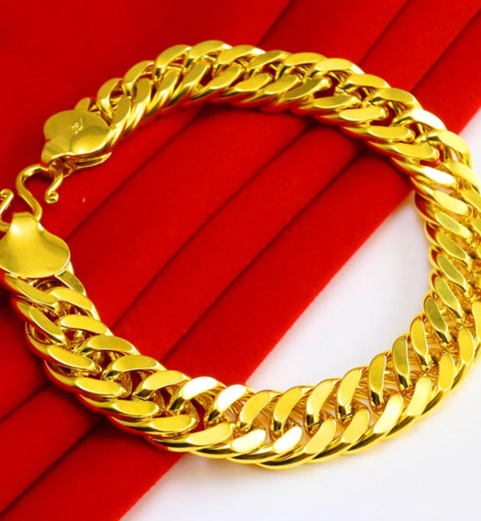 24k gold plates 12mm bracelet holiday gift – Ruby's Jewelry
