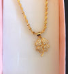 24K Gold Plated Spiral Chain Necklace with Clover Pendant - Ruby's Jewelry