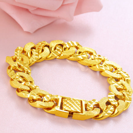 24k gold plated twice pattern bracelet - Ruby's Jewelry