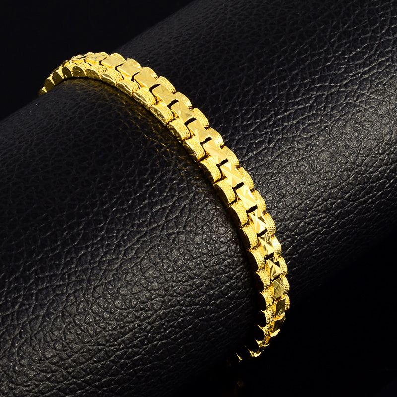 24K Gold Plated 6mm Chain Bracelet - Ruby's Jewelry