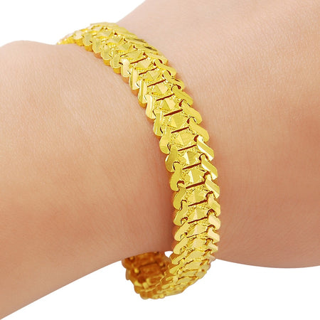 24K Gold Plated 9mm Wavy Bracelet - Ruby's Jewelry