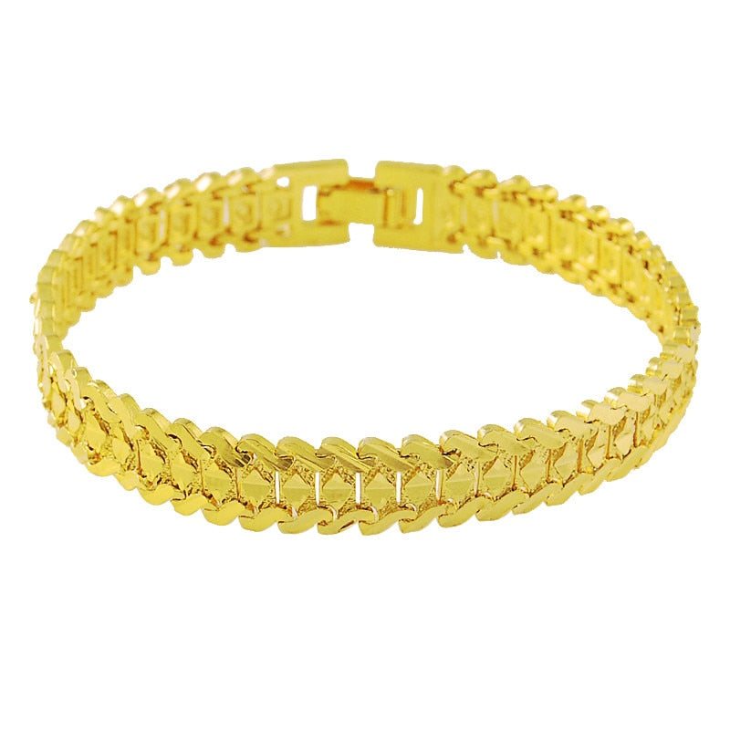 24K Gold Plated 9mm Wavy Bracelet - Ruby's Jewelry