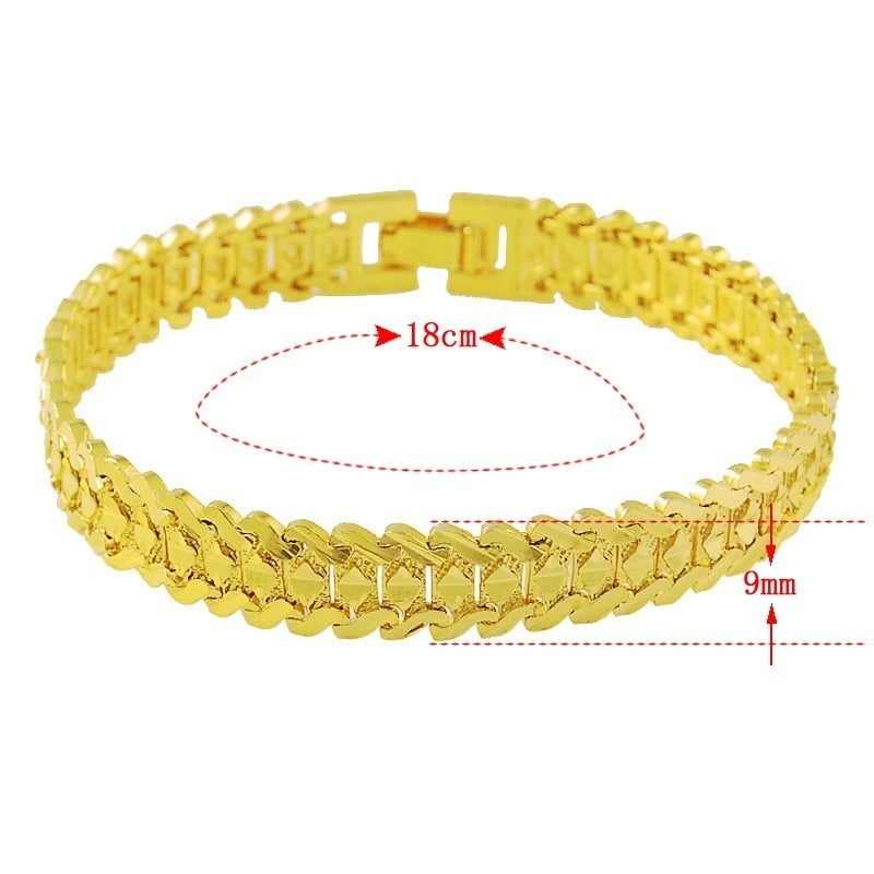 24K Gold Plated 9mm Wavy Bracelet - Ruby's Jewelry