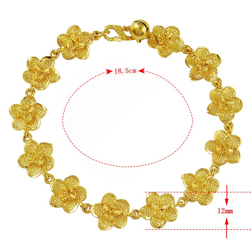 24K Gold Plated Flower-linked Bracelet - Ruby's Jewelry