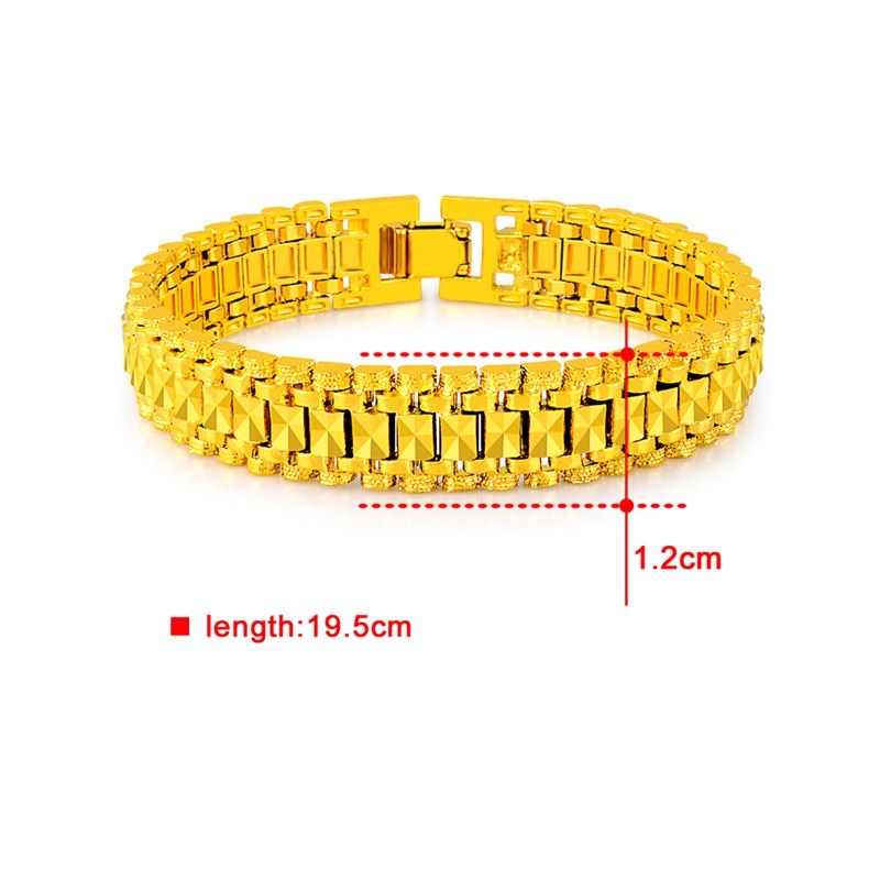 24K Gold Plated 12mm Chain Bracelet - Ruby's Jewelry