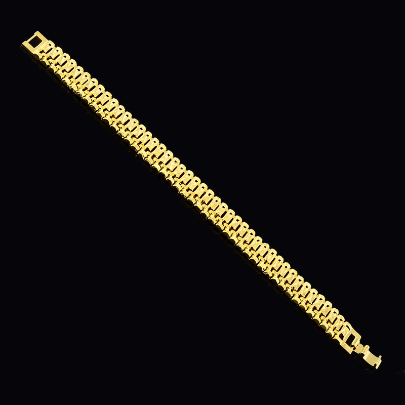 24K Gold Plated 12mm Chain Bracelet - Ruby's Jewelry