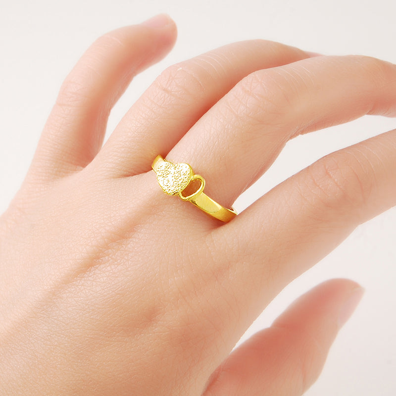 24K Gold Filled Adjustable Double Heart Ring - Ruby's Jewelry