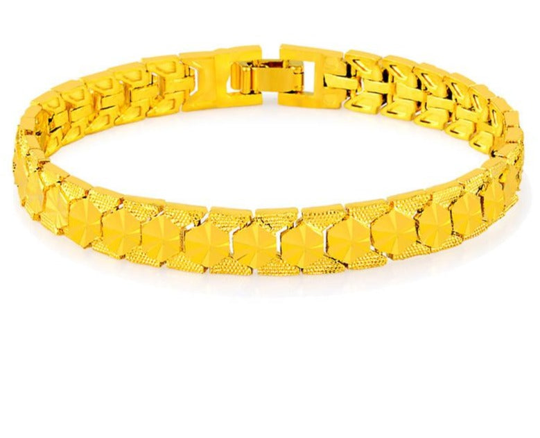24K Gold Plated 8mm Chain Bracelet - Ruby's Jewelry