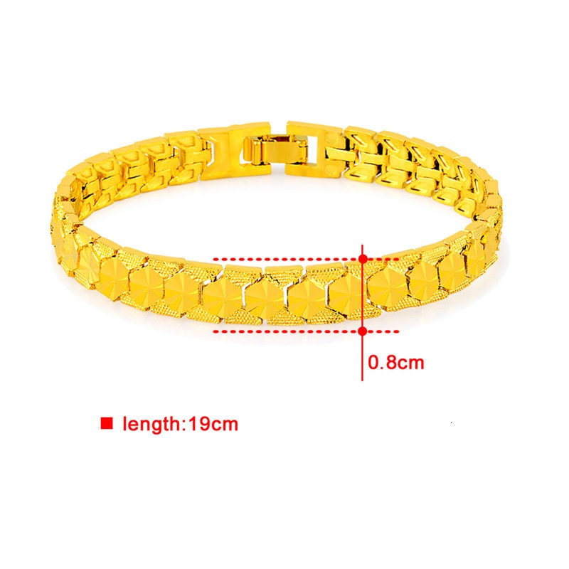 24K Gold Plated 8mm Chain Bracelet - Ruby's Jewelry