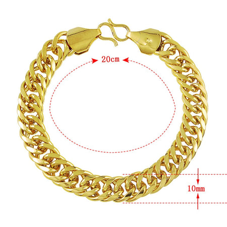 24K Gold Plated 10mm Cuban Link Bracelet - Ruby's Jewelry