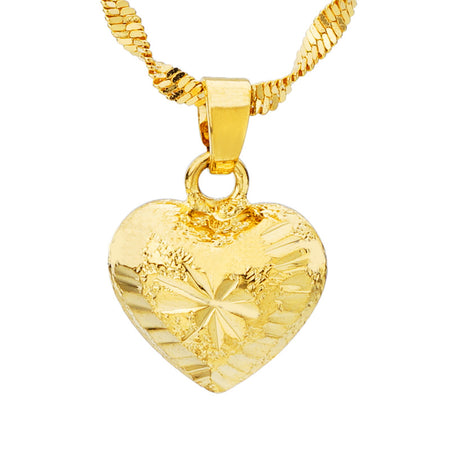 24K Gold Filled Spiral Chain Necklace with Heart Pendant - Ruby's Jewelry
