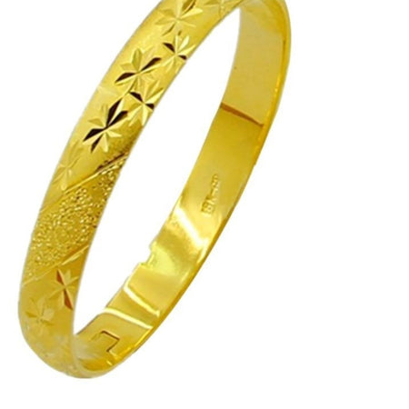 24K Gold Filled Star Pattern Bangle - Ruby's Jewelry