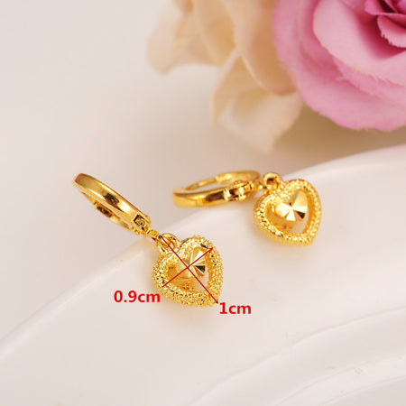 24K Gold Filled Heart Drop Huggie Hoop Earrings - Ruby's Jewelry