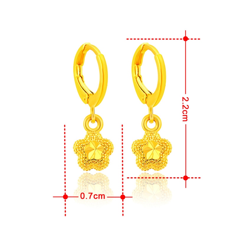24K Gold Filled Flower Drop Huggie Hoop Earrings - Ruby's Jewelry