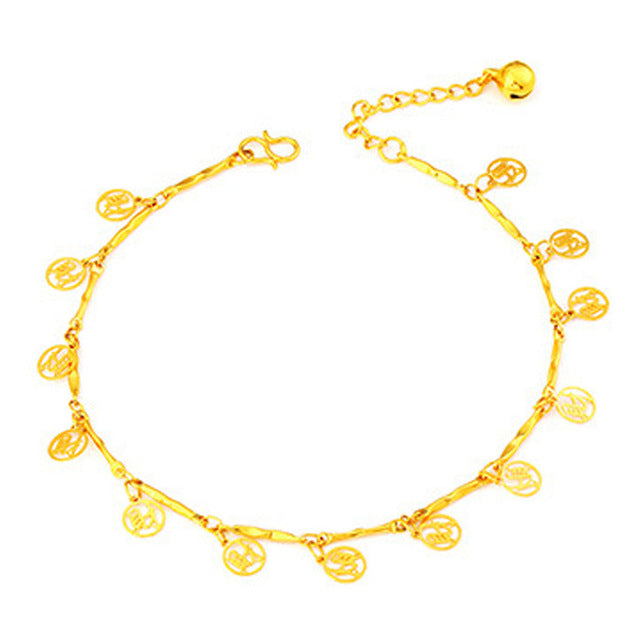 24K Gold Plated Anklet with or without Danglers (5 Styles) - Ruby's Jewelry